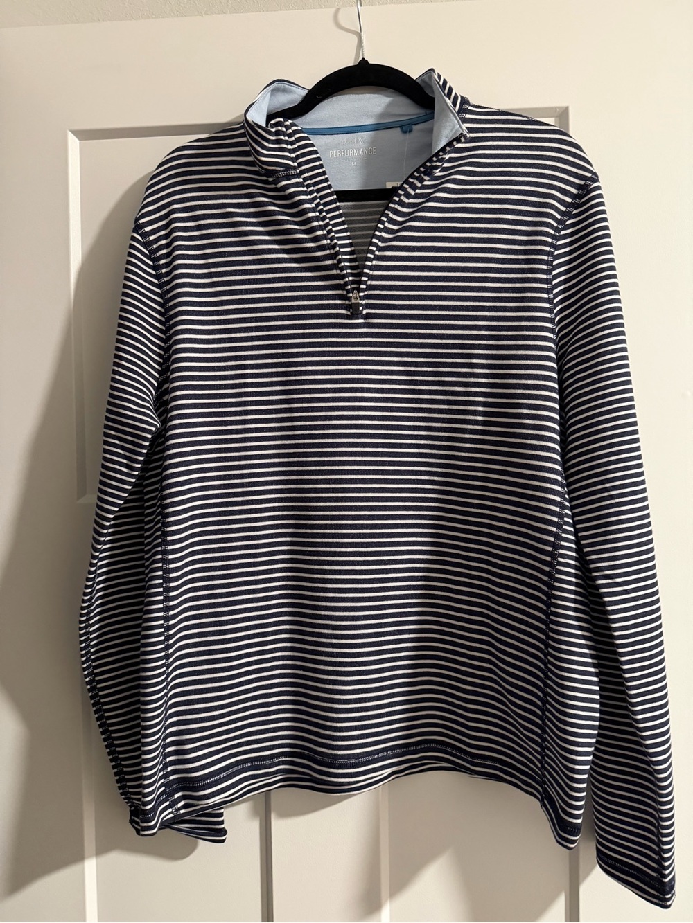 J. Crew Navy & White Striped Quarter-Zip Sweatshirt